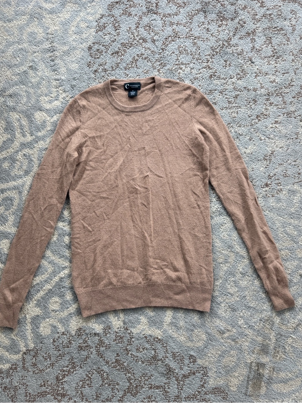 C by Bloomingdale’s 100% 2-Ply Cashmere Sweater Crewneck Taupe Small